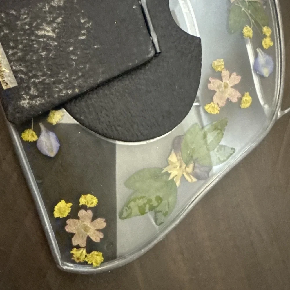 Vintage Pressed Spring Flowers Lead & Glass Picture‎ Frame 3